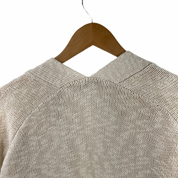 Med Lucky Brand Size Medium Oatmeal Cream Chunky Knit Open Linen Cardigan Tassel - Picture 7 of 10